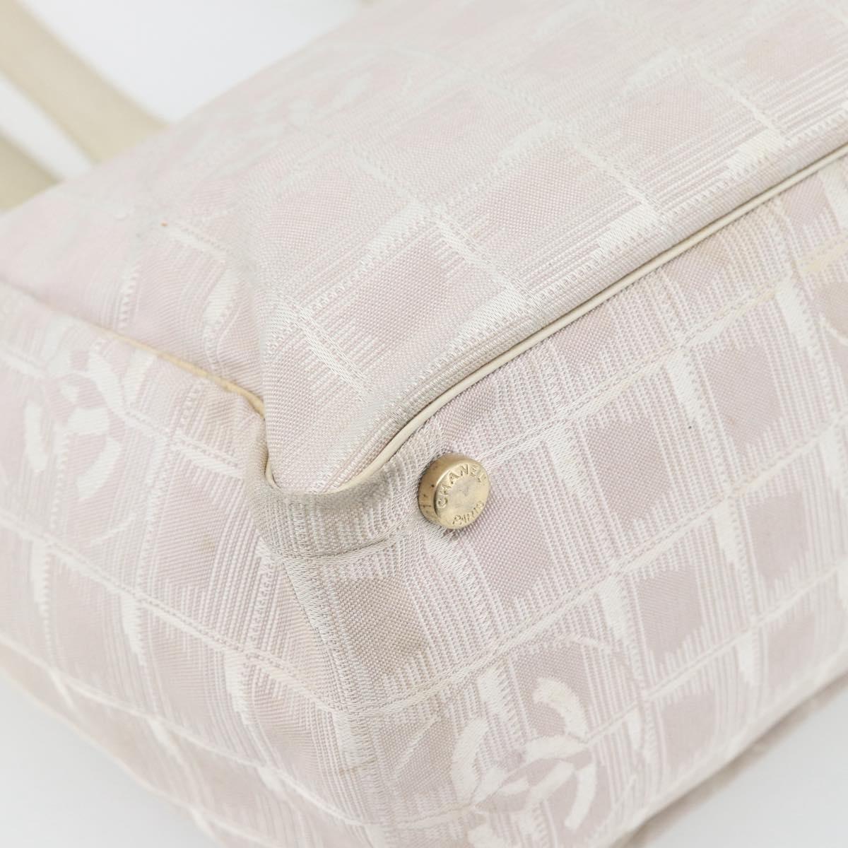 CHANEL New Travel Line Tote Bag Nylon Pink Gold CC Auth 176440