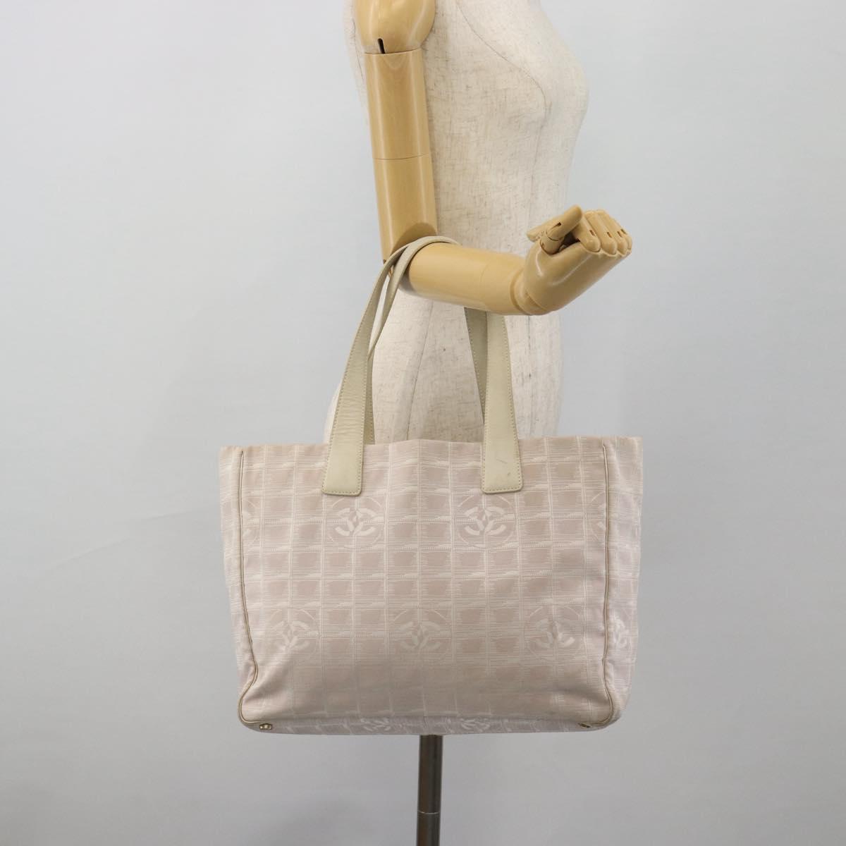 CHANEL New Travel Line Tote Bag Nylon Pink Gold CC Auth 176440