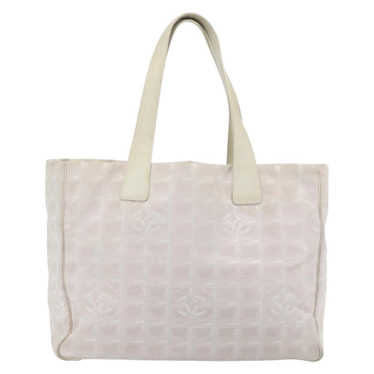 CHANEL New Travel Line Tote Bag Nylon Pink Gold CC Auth 176440
