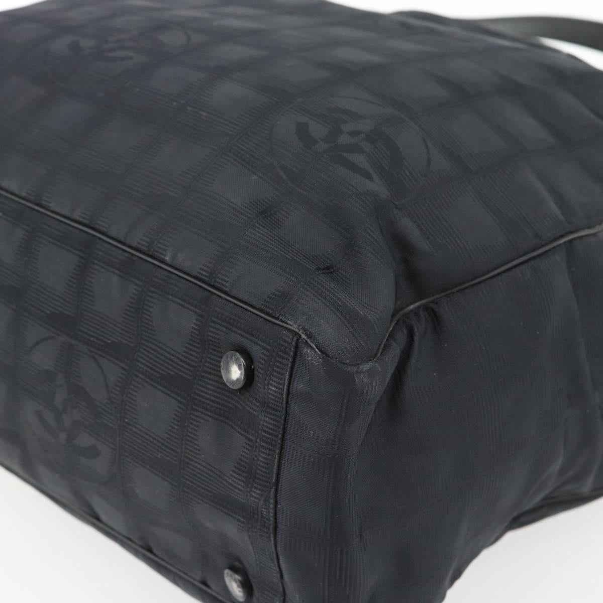 CHANEL New Travel Line Tote Bag Nylon Black CC Auth 176441