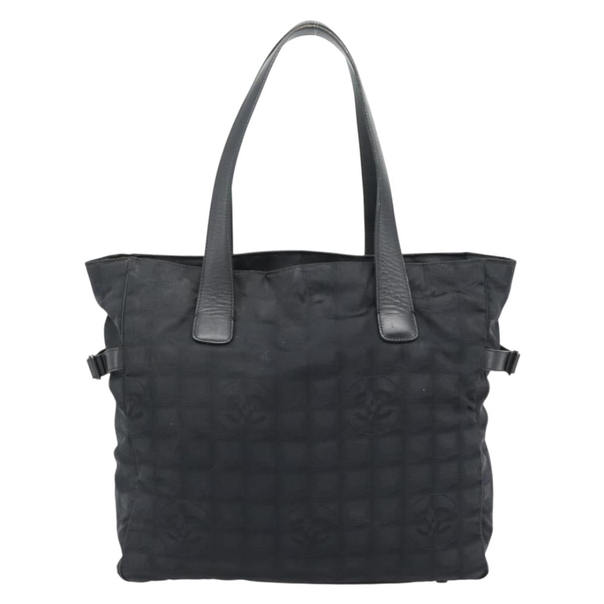 CHANEL New Travel Line Tote Bag Nylon Black CC Auth 176441