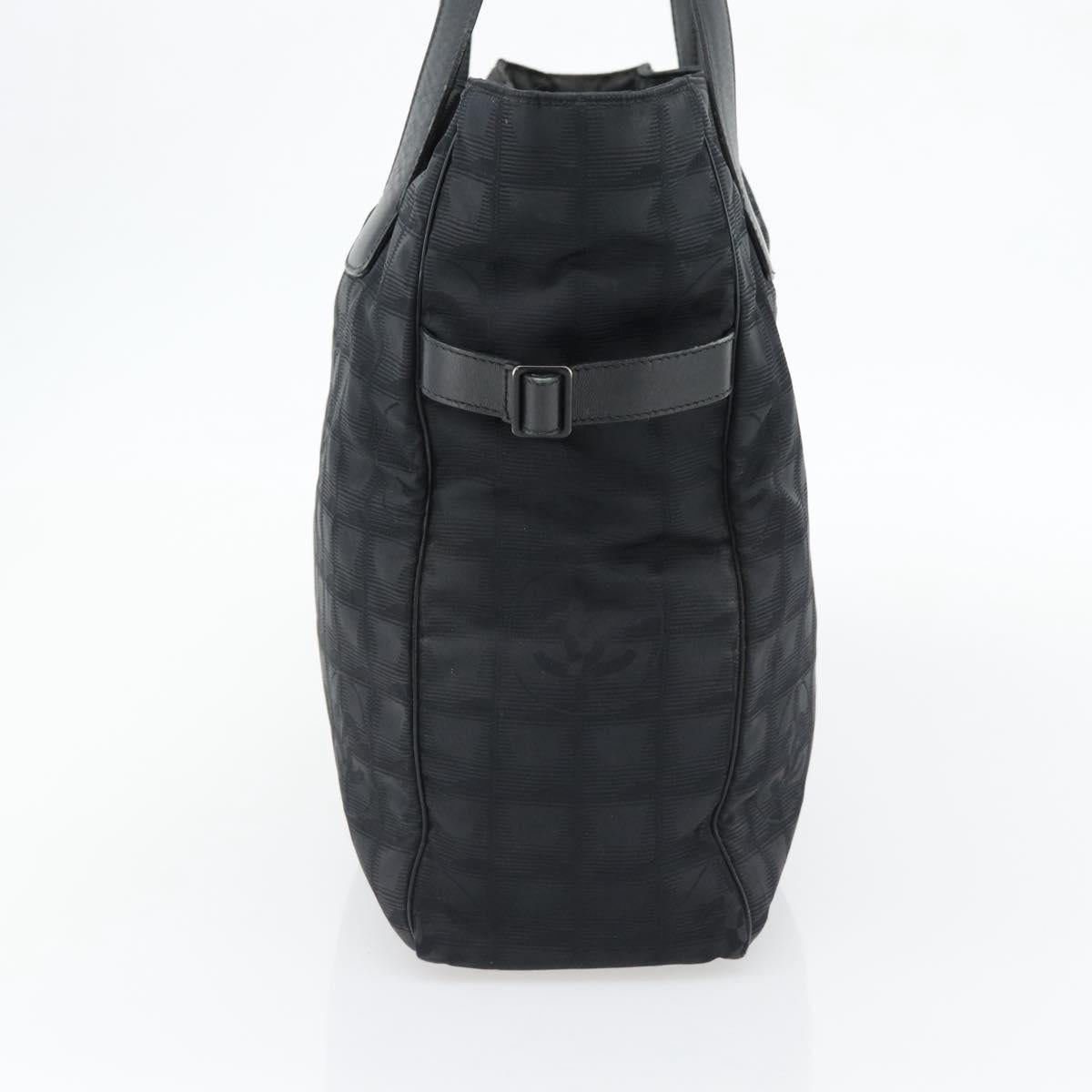 CHANEL New Travel Line Tote Bag Nylon Black CC Auth 176441