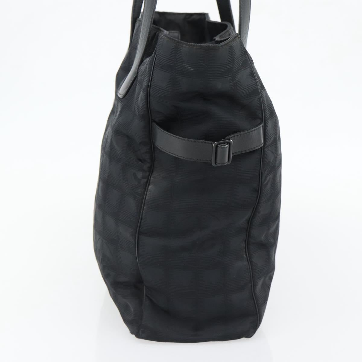 CHANEL New Travel Line Tote Bag Nylon Black CC Auth 176441