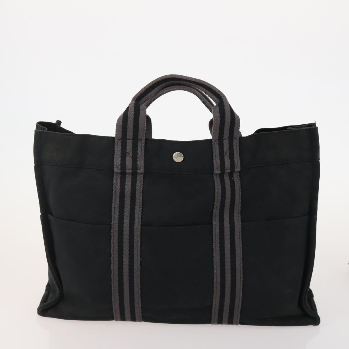 HERMES Fourre Tout Hand Bag Cotton 4 Set White Black Red Auth 176443