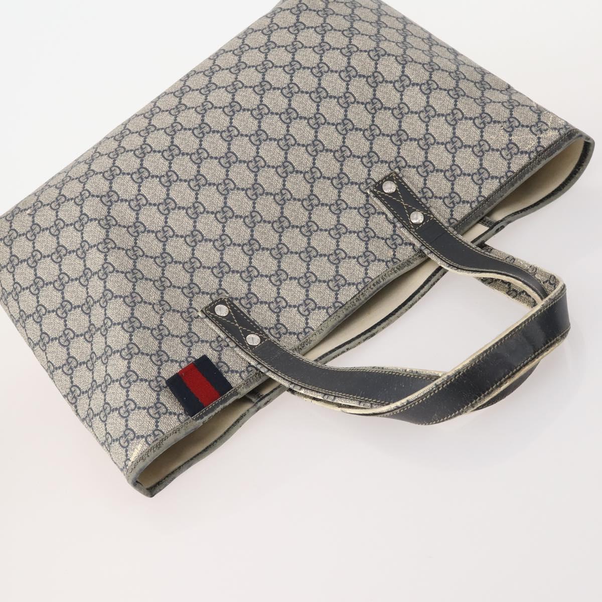 GUCCI GG Supreme GG Canvas Tote Bag PVC Nylon 4 Set Black Navy blue Auth 176444