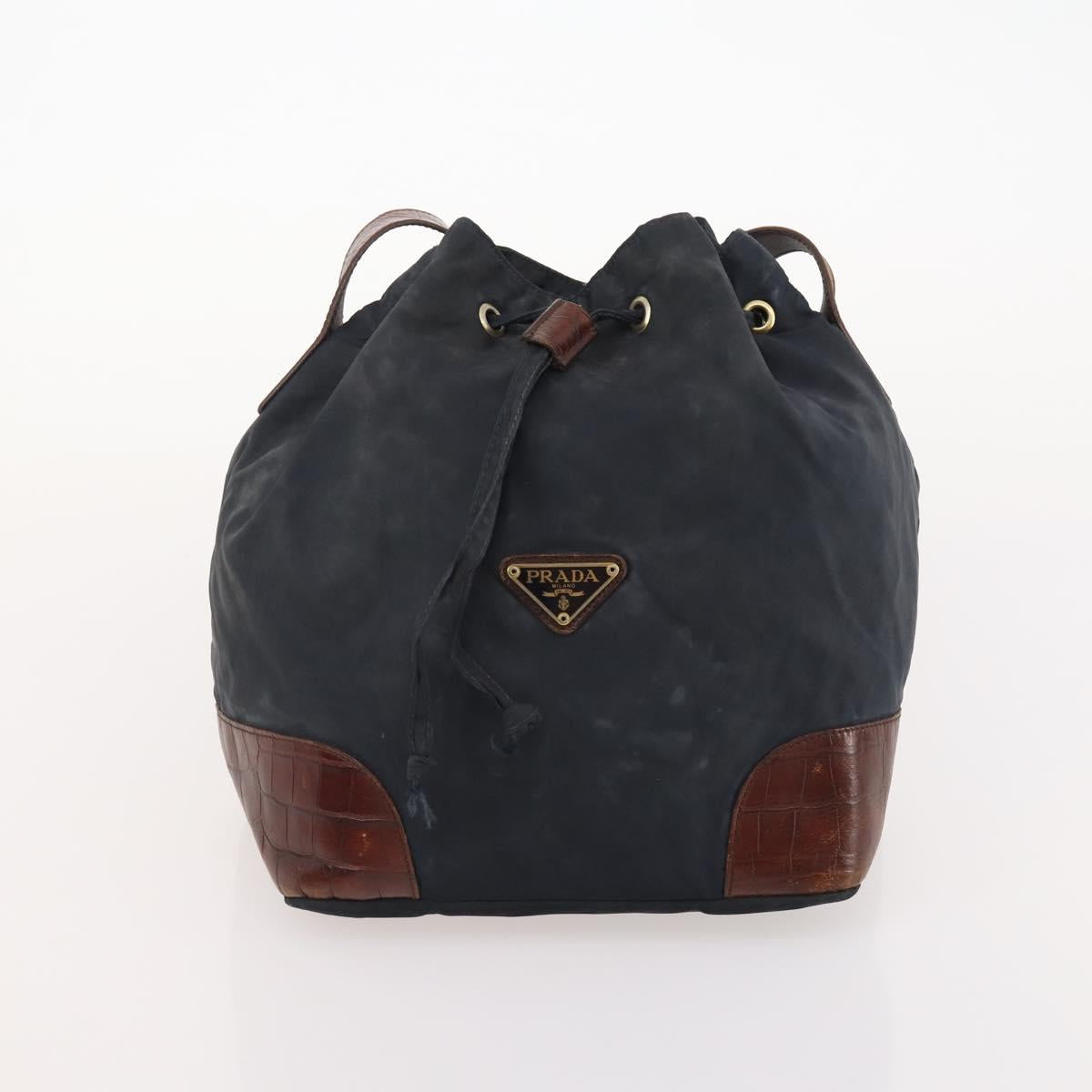 PRADA Shoulder Bag Nylon 3 Set 2way Navy Black Auth 176447