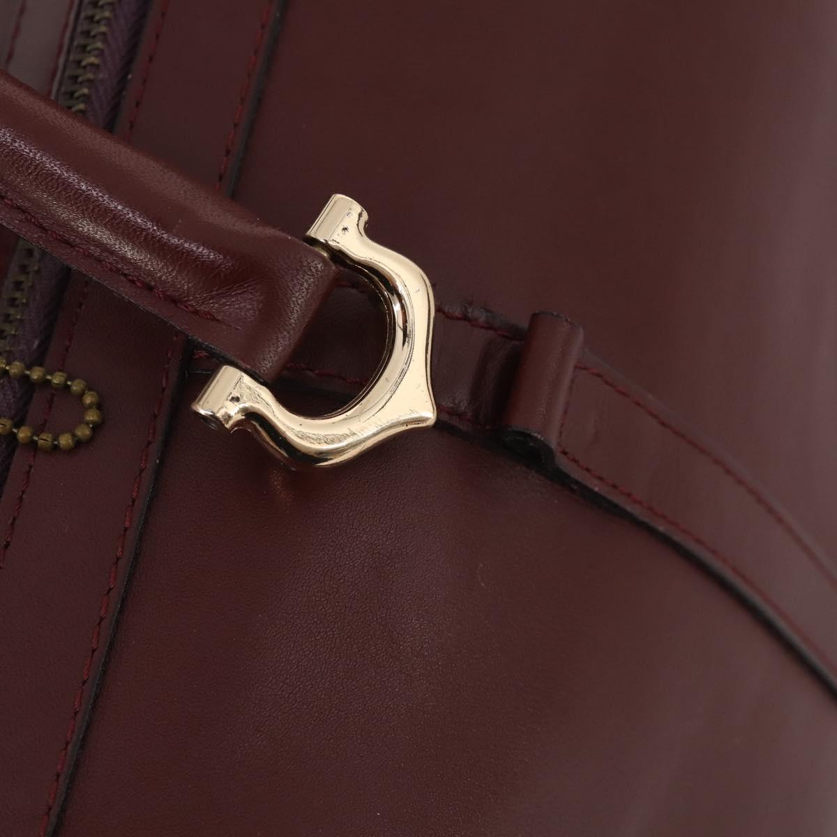 CARTIER Must Line Hand Bag Leather 4 Set Bordeaux Black Auth 176449
