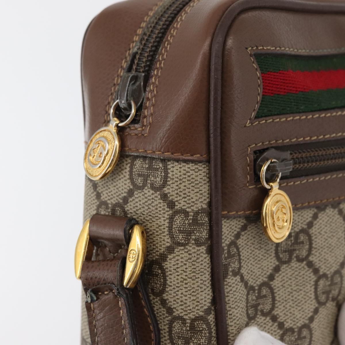 GUCCI GG Supreme Web Sherry Line Bag PVC Beige Gold 001 44 6655 Auth 176474
