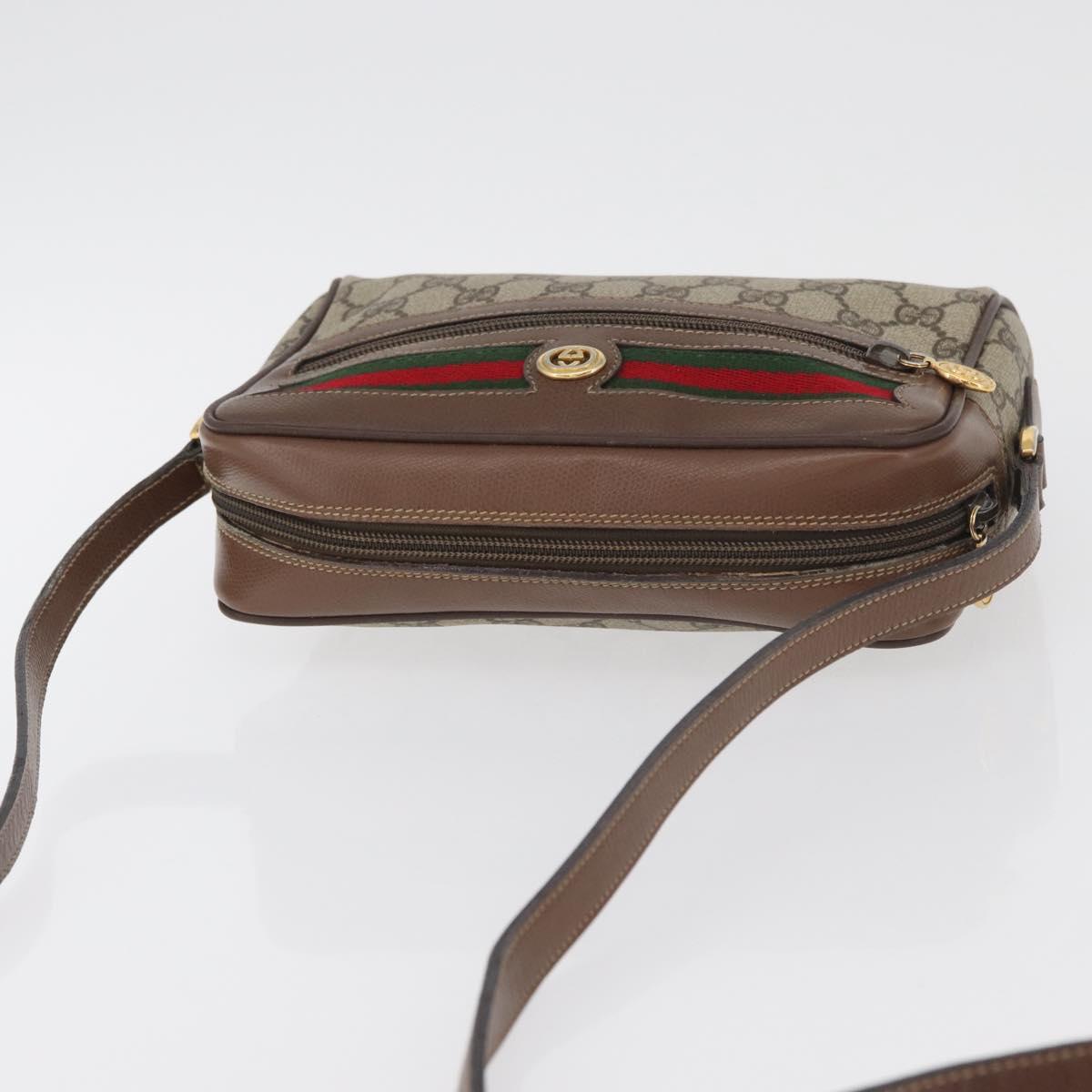 GUCCI GG Supreme Web Sherry Line Bag PVC Beige Gold 001 44 6655 Auth 176474