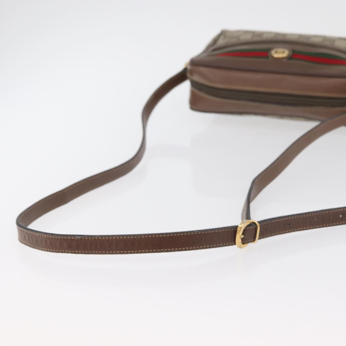 GUCCI GG Supreme Web Sherry Line Bag PVC Beige Gold 001 44 6655 Auth 176474