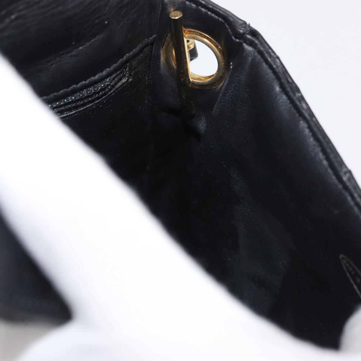 CHANEL Matelasse Chain Shoulder Bag Lamb Skin Black Gold CC Auth 176495