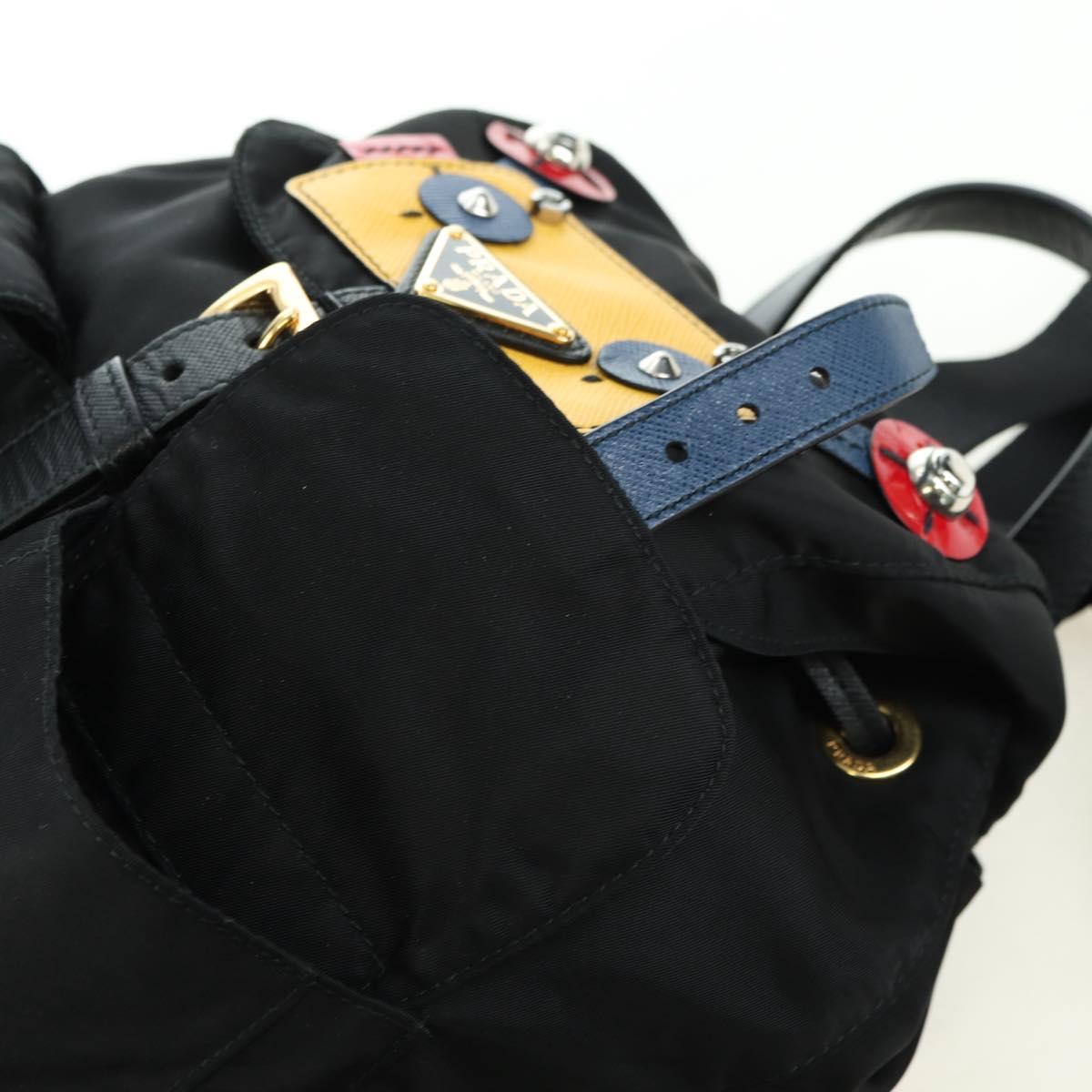 PRADA Robot Backpack Nylon Black Silver Auth 176514SAV