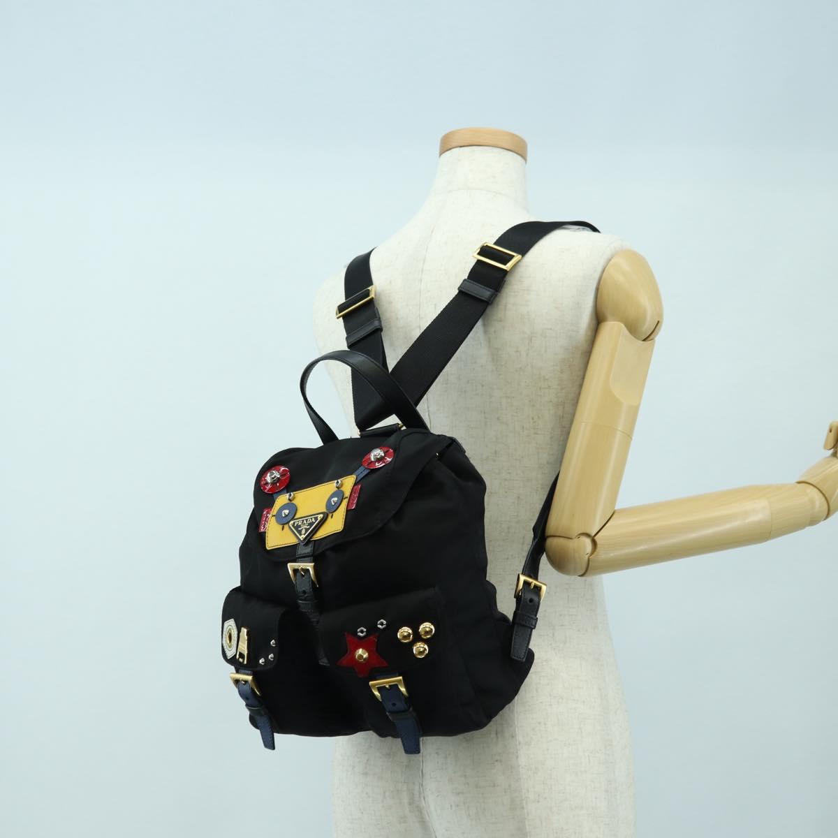PRADA Robot Backpack Nylon Black Silver Auth 176514SAV