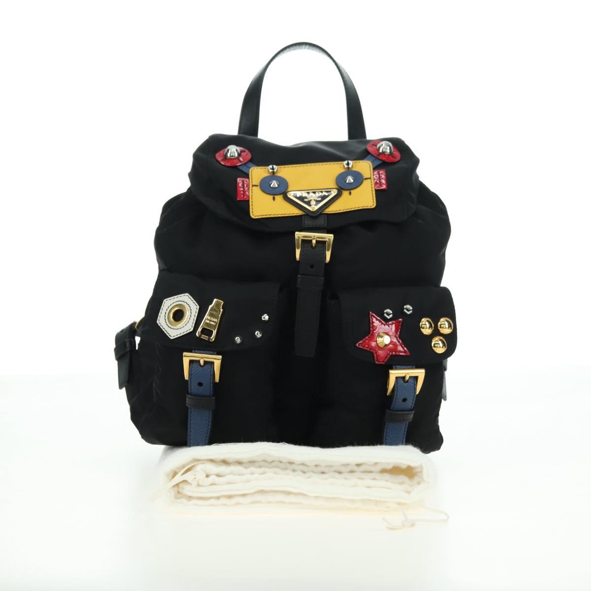 PRADA Robot Backpack Nylon Black Silver Auth 176514SAV