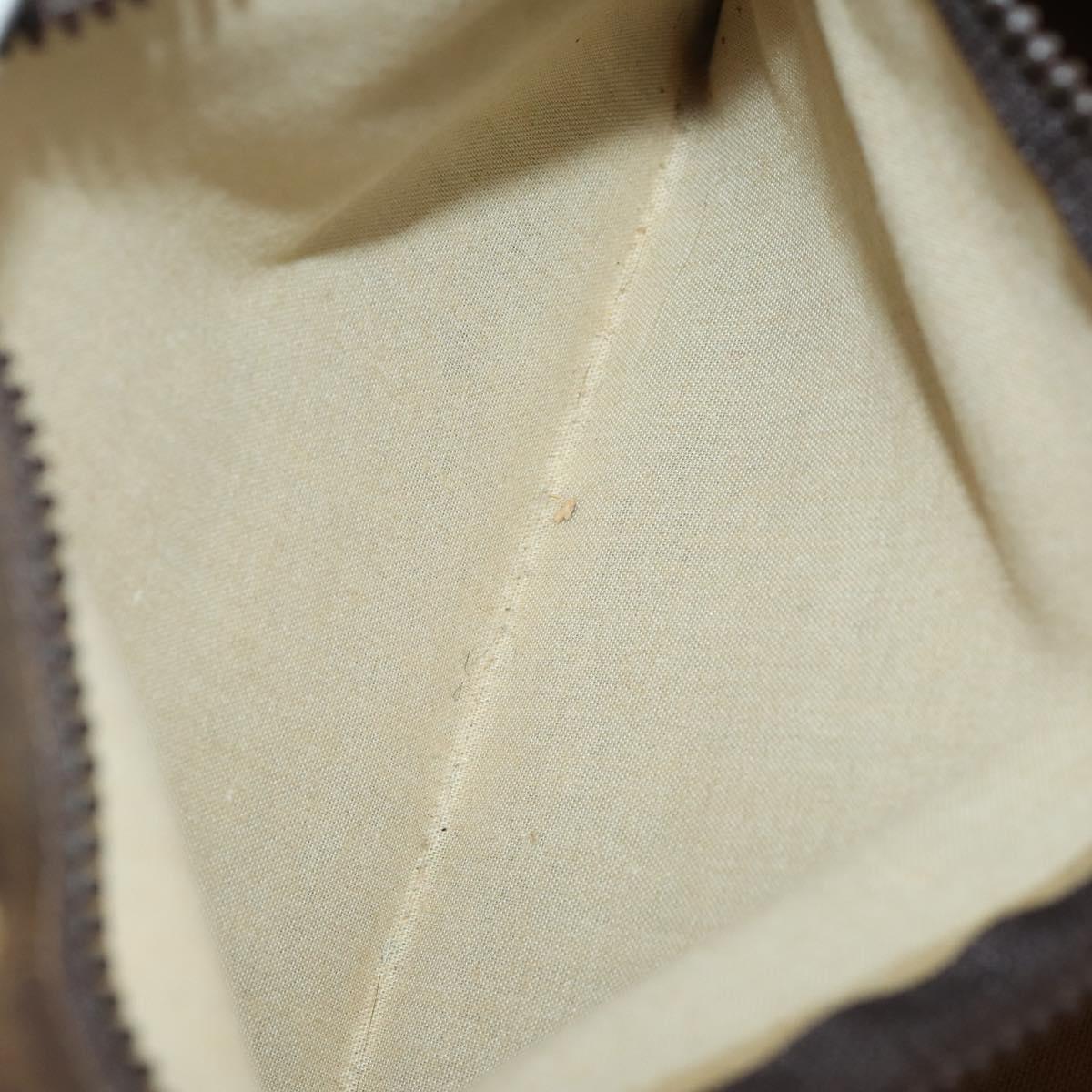 CELINE Macadam Canvas Boston Bag PVC Leather Brown Gold Auth 176560