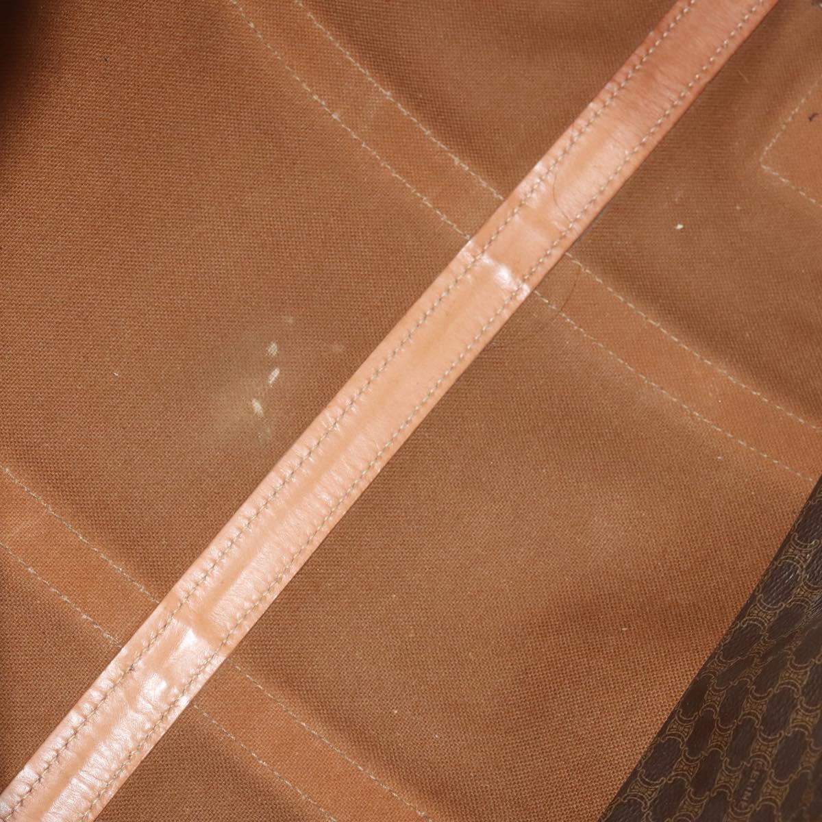 CELINE Macadam Canvas Boston Bag PVC Leather Brown Gold Auth 176561