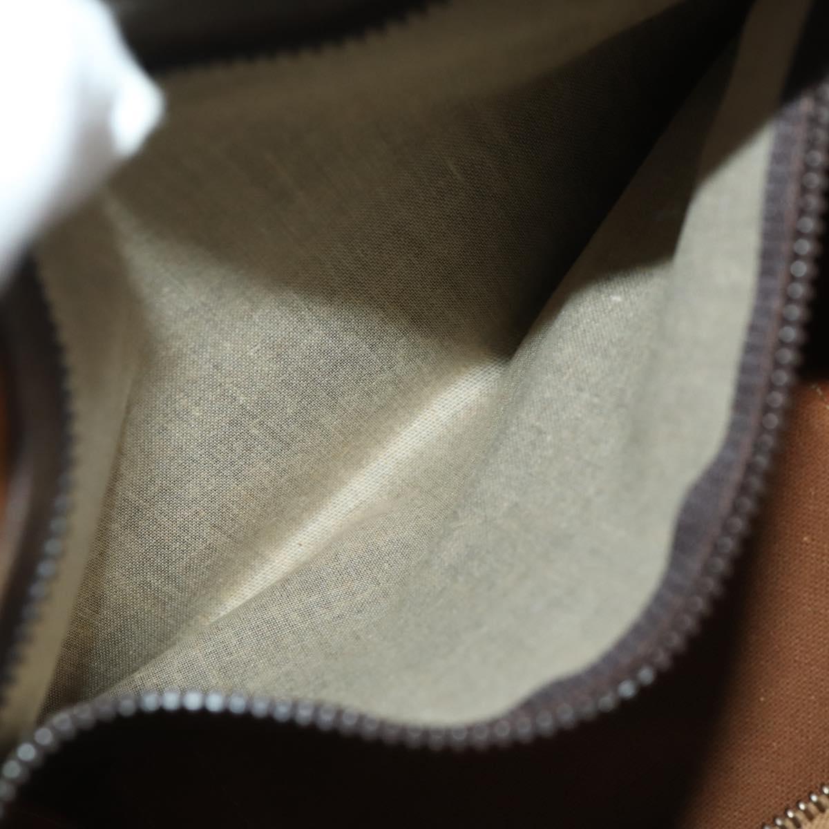 CELINE Macadam Canvas Boston Bag PVC Leather Brown Gold Auth 176561