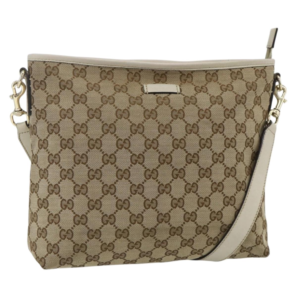 GUCCI GG Canvas Shoulder Bag Beige Gold 388924 Auth 176562
