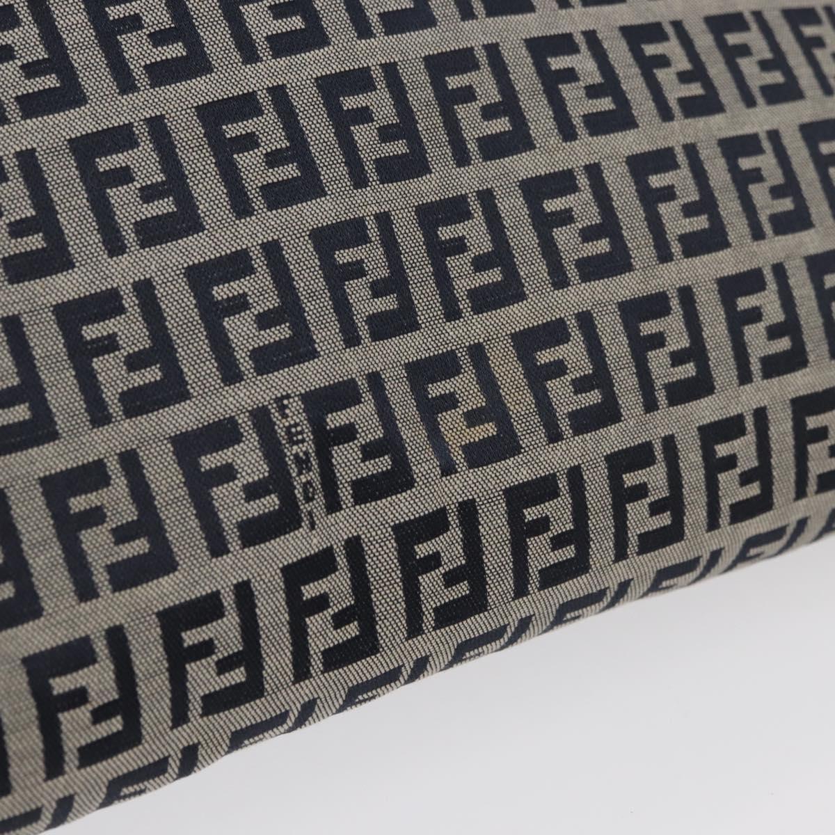 FENDI Zucchino Canvas Mamma Baguette Shoulder Bag Navy Silver Auth 176566V