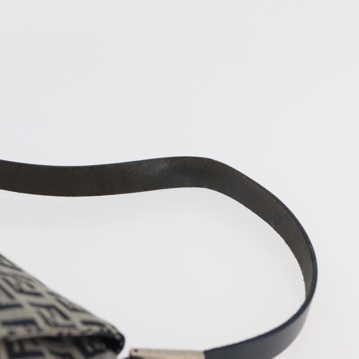 FENDI Zucchino Canvas Mamma Baguette Shoulder Bag Navy Silver Auth 176566V
