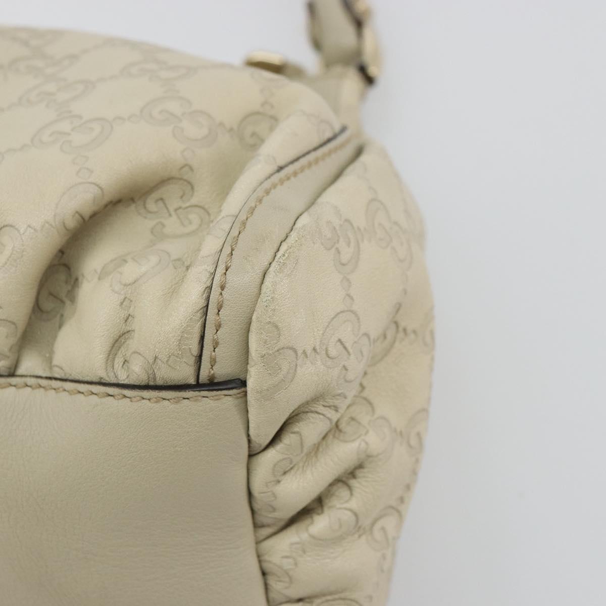 GUCCI GG Canvas Guccissima Abbey Bag Leather White Gold 190525 Auth 176568