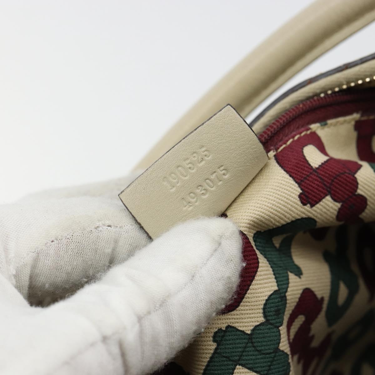 GUCCI GG Canvas Guccissima Abbey Bag Leather White Gold 190525 Auth 176568