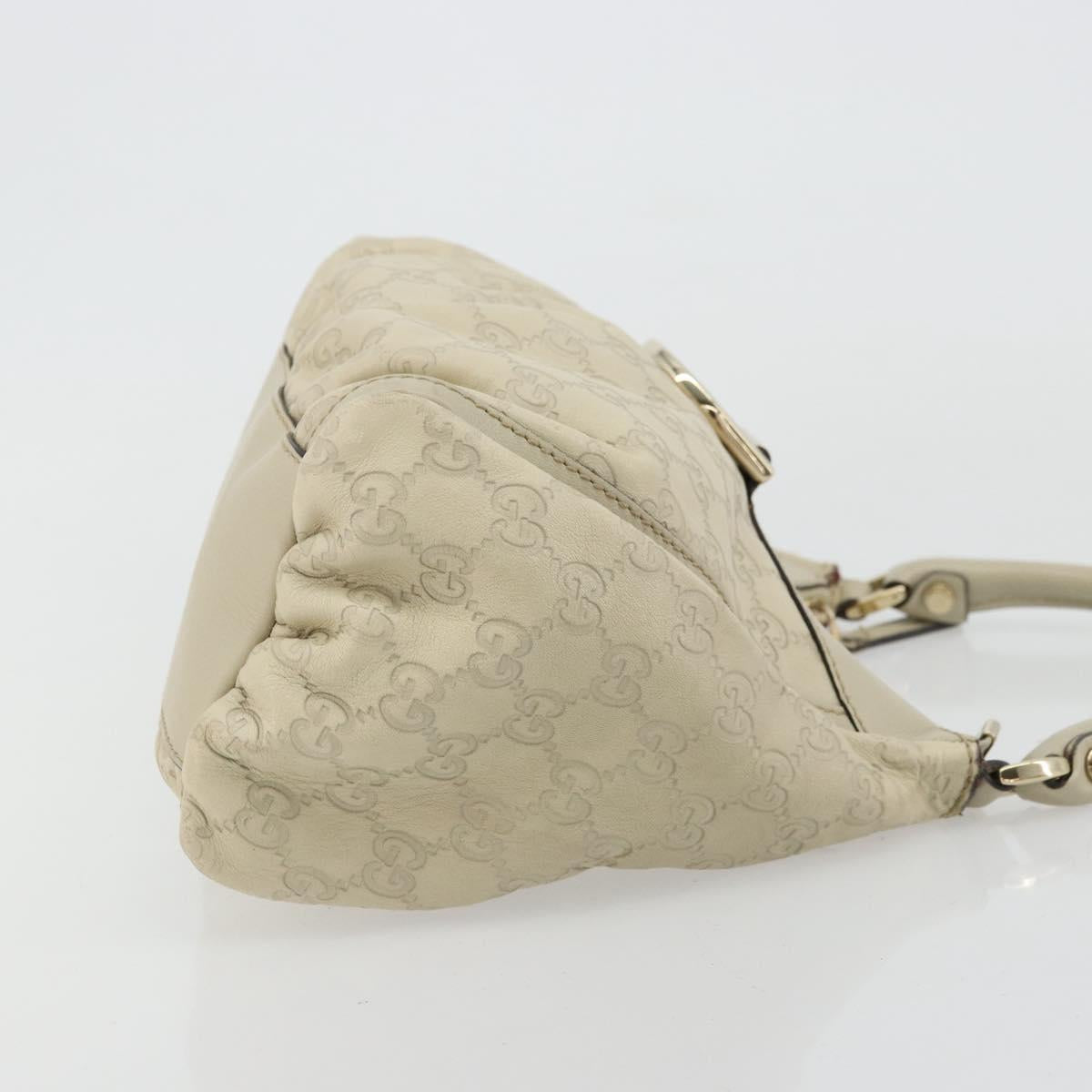 GUCCI GG Canvas Guccissima Abbey Bag Leather White Gold 190525 Auth 176568
