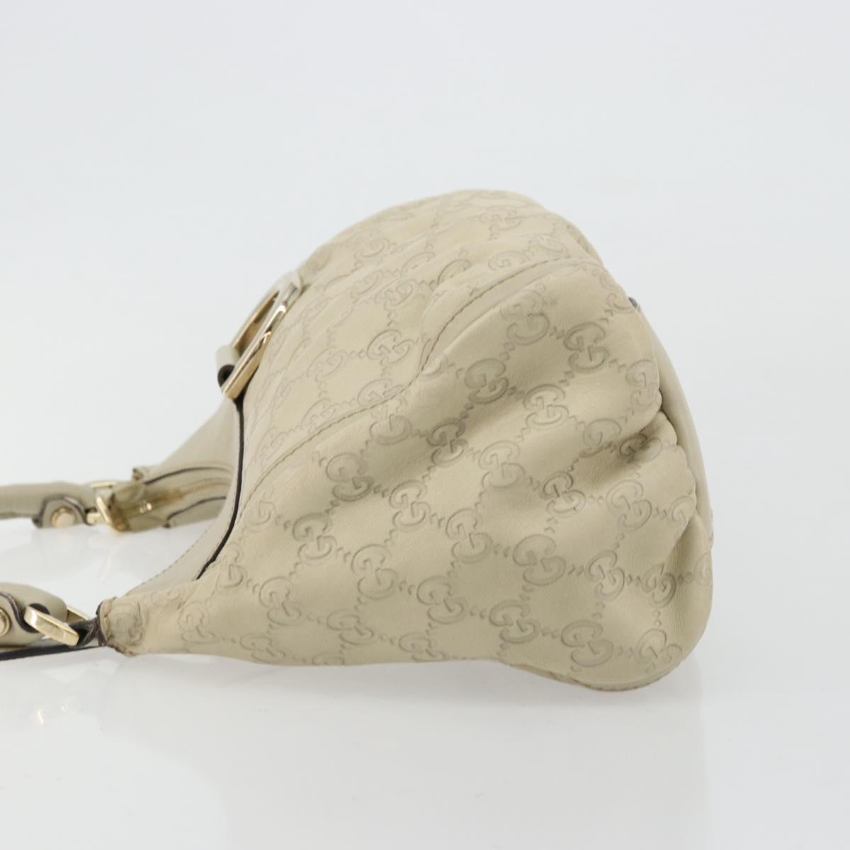 GUCCI GG Canvas Guccissima Abbey Bag Leather White Gold 190525 Auth 176568