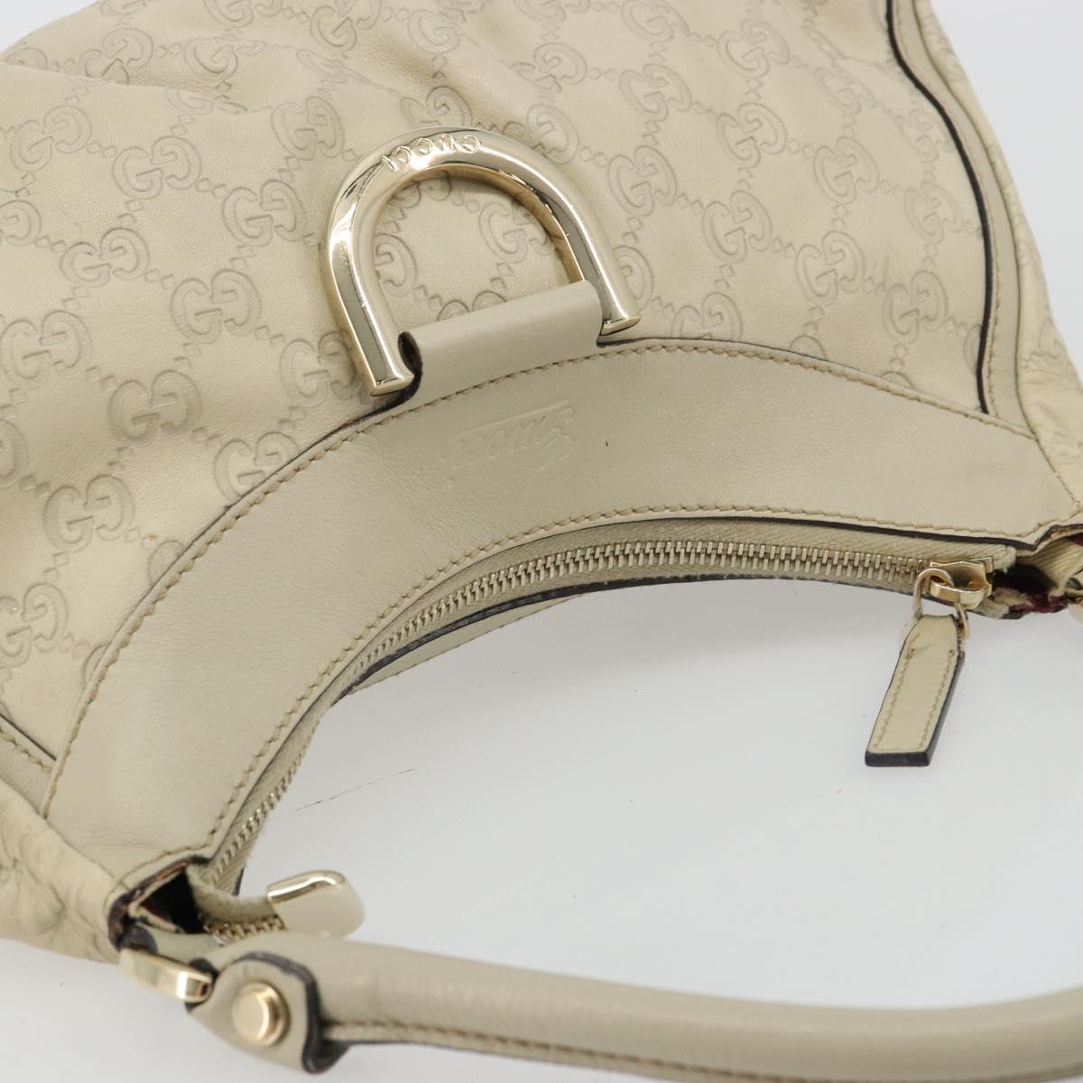 GUCCI GG Canvas Guccissima Abbey Bag Leather White Gold 190525 Auth 176568