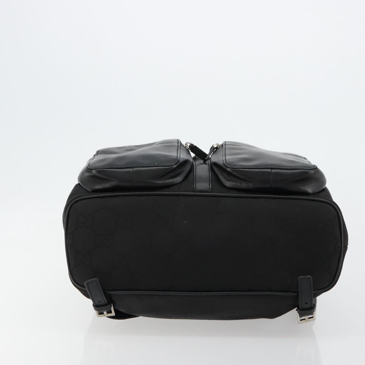 GUCCI GG Canvas Backpack Nylon Black Silver 003 0246 Auth 176569A