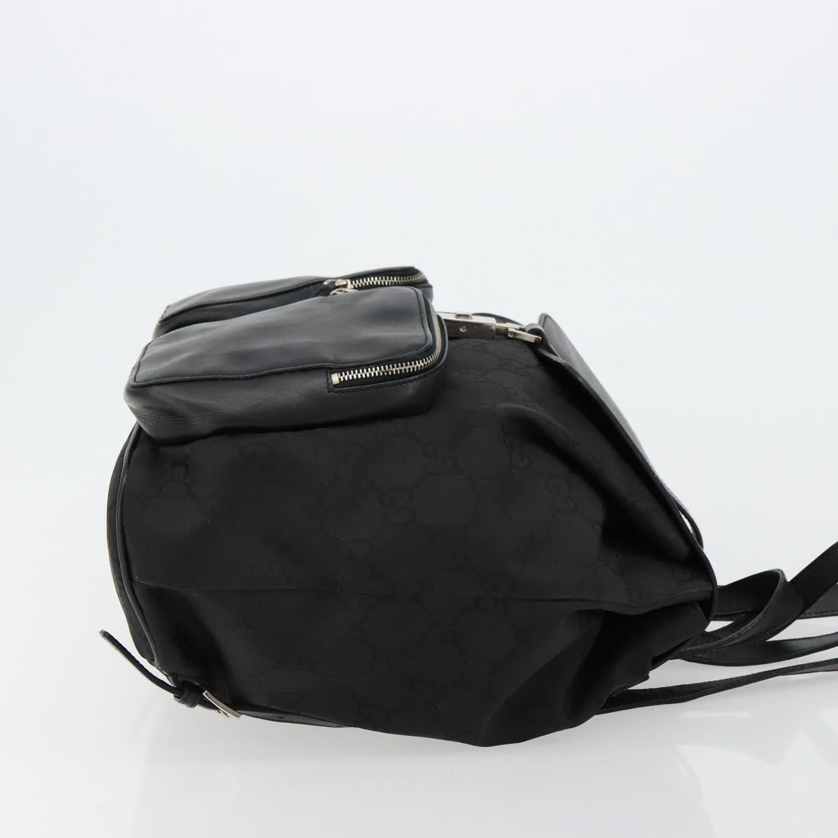 GUCCI GG Canvas Backpack Nylon Black Silver 003 0246 Auth 176569A
