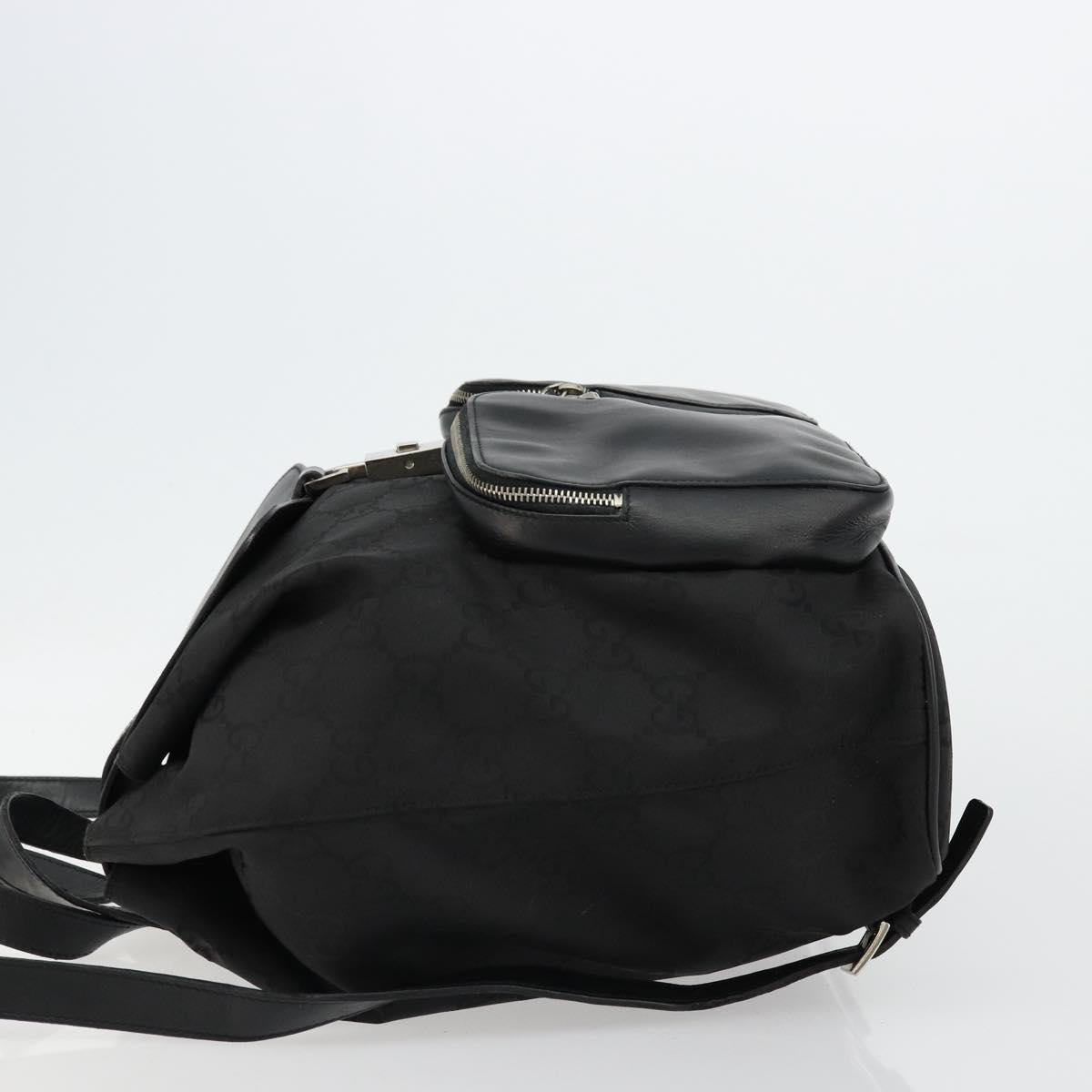 GUCCI GG Canvas Backpack Nylon Black Silver 003 0246 Auth 176569A