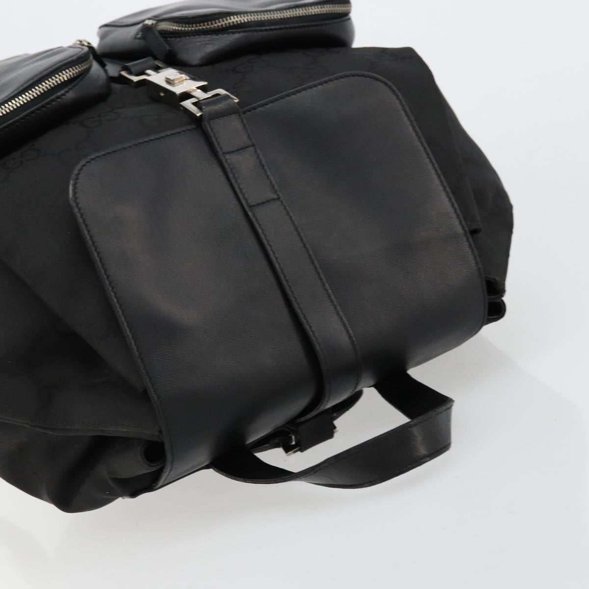 GUCCI GG Canvas Backpack Nylon Black Silver 003 0246 Auth 176569A