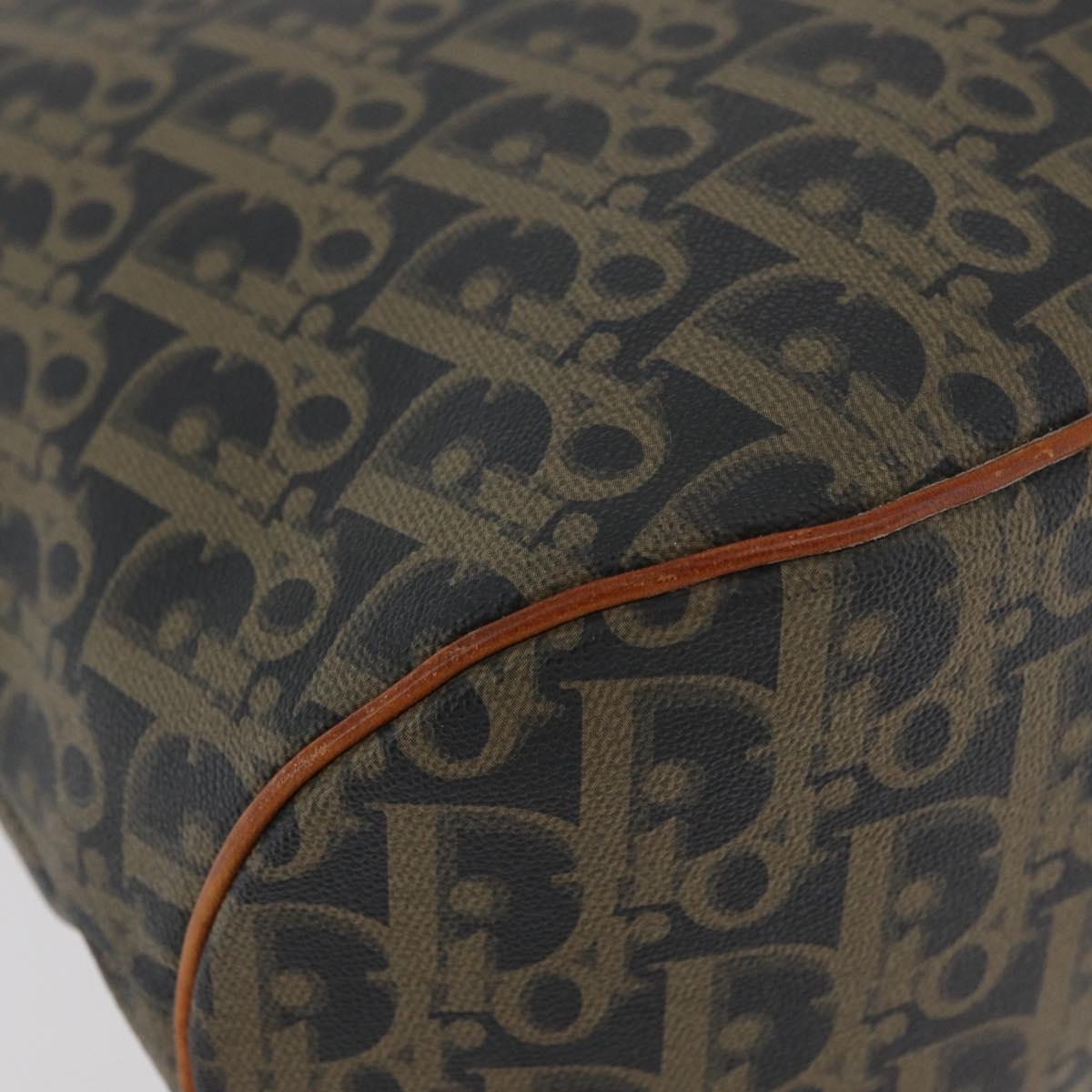 Christian Dior Trotter Canvas Hand Bag PVC Khaki Gold Auth 176583