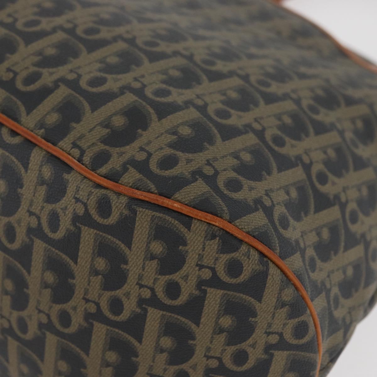 Christian Dior Trotter Canvas Hand Bag PVC Khaki Gold Auth 176583