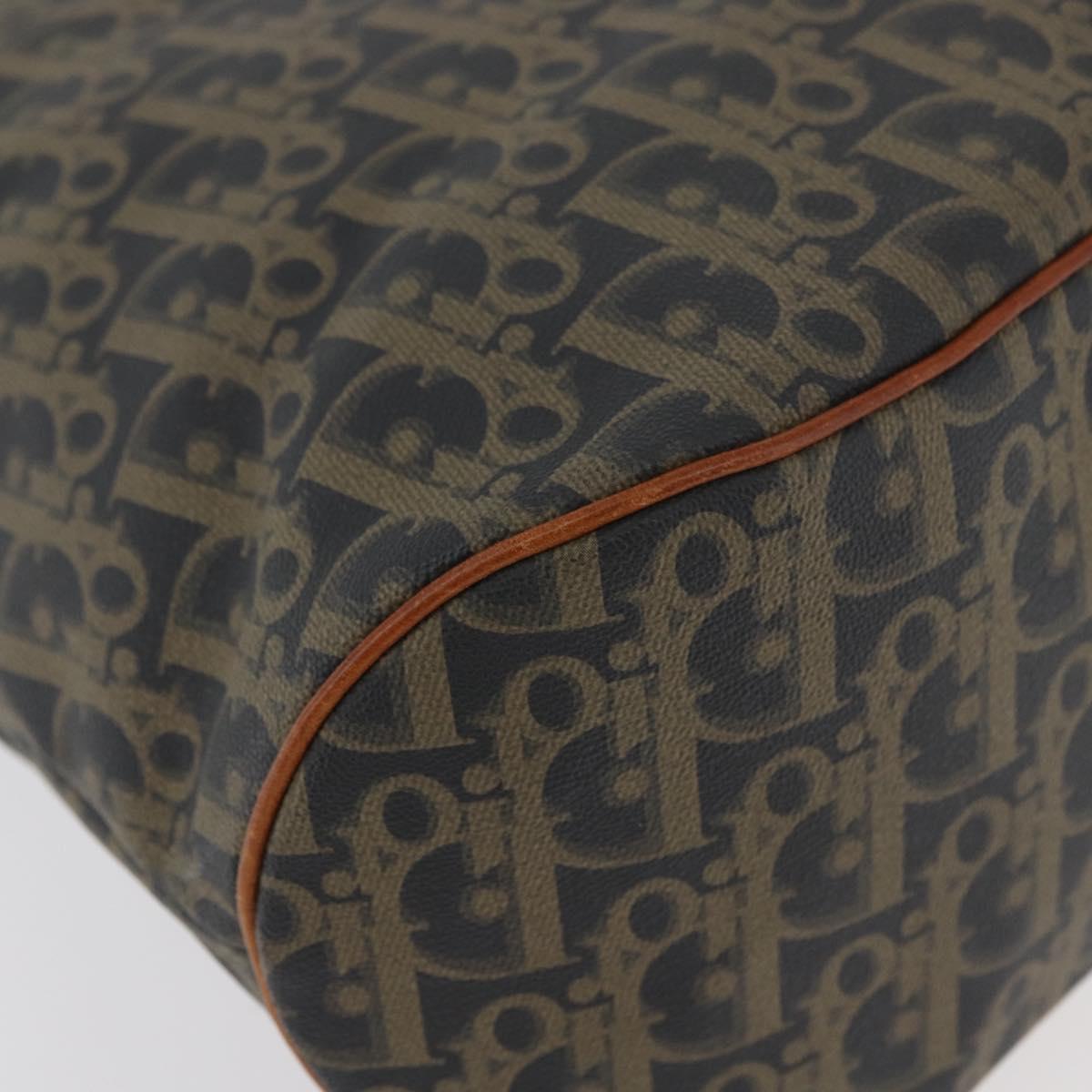 Christian Dior Trotter Canvas Hand Bag PVC Khaki Gold Auth 176583