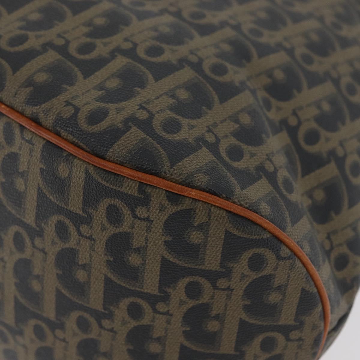 Christian Dior Trotter Canvas Hand Bag PVC Khaki Gold Auth 176583