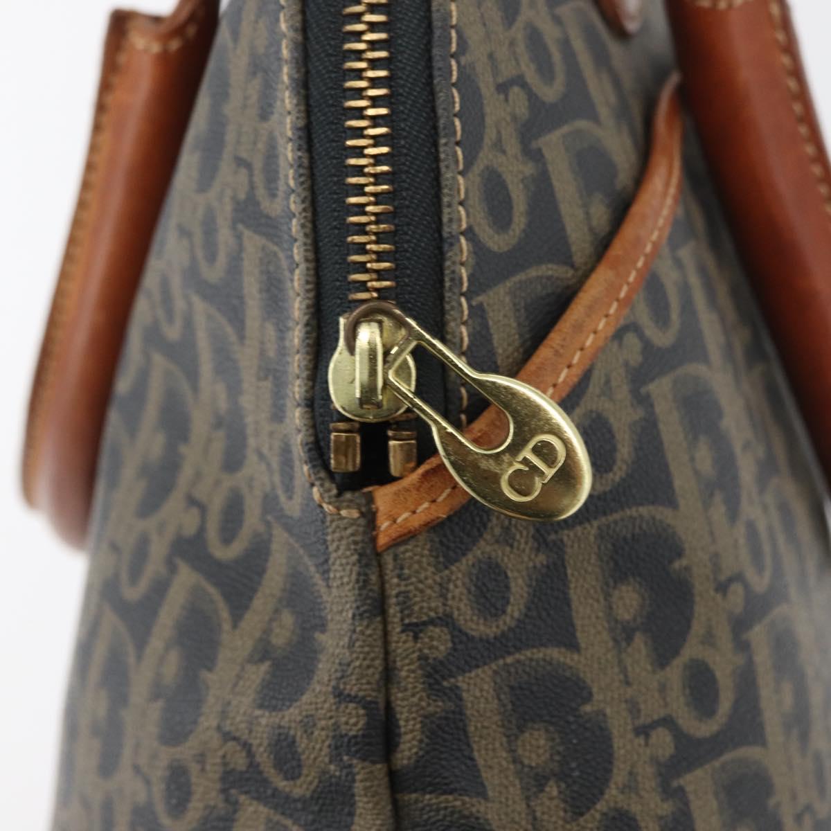 Christian Dior Trotter Canvas Hand Bag PVC Khaki Gold Auth 176583