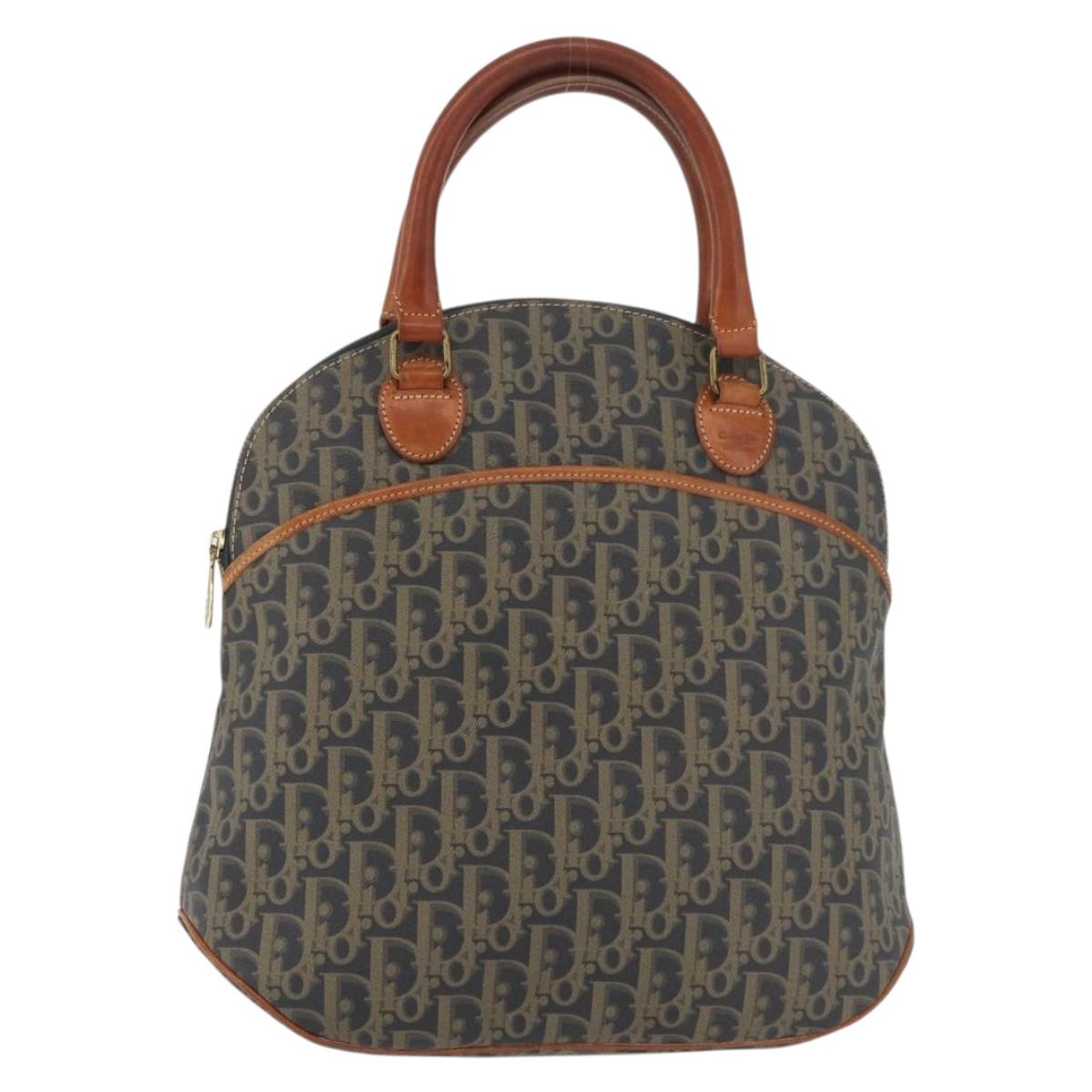 Christian Dior Trotter Canvas Hand Bag PVC Khaki Gold Auth 176583