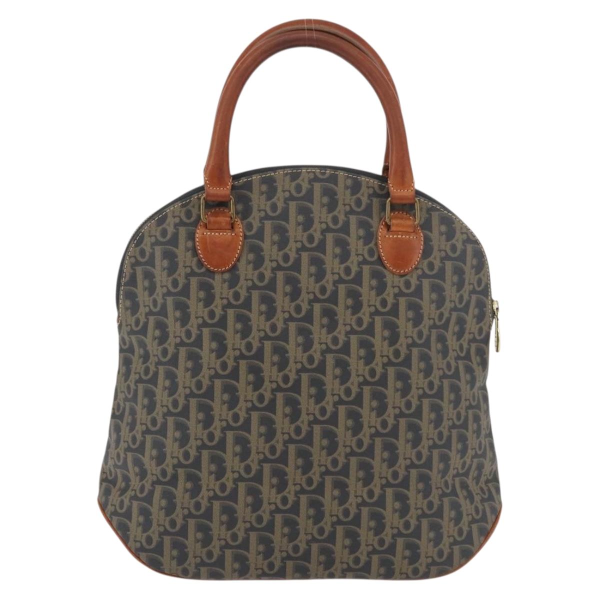 Christian Dior Trotter Canvas Hand Bag PVC Khaki Gold Auth 176583