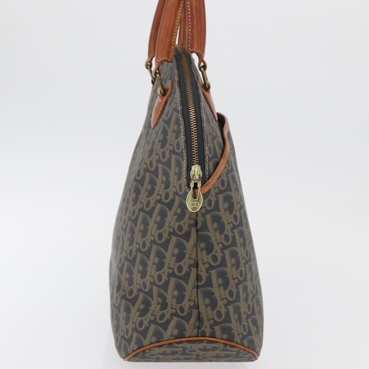 Christian Dior Trotter Canvas Hand Bag PVC Khaki Gold Auth 176583