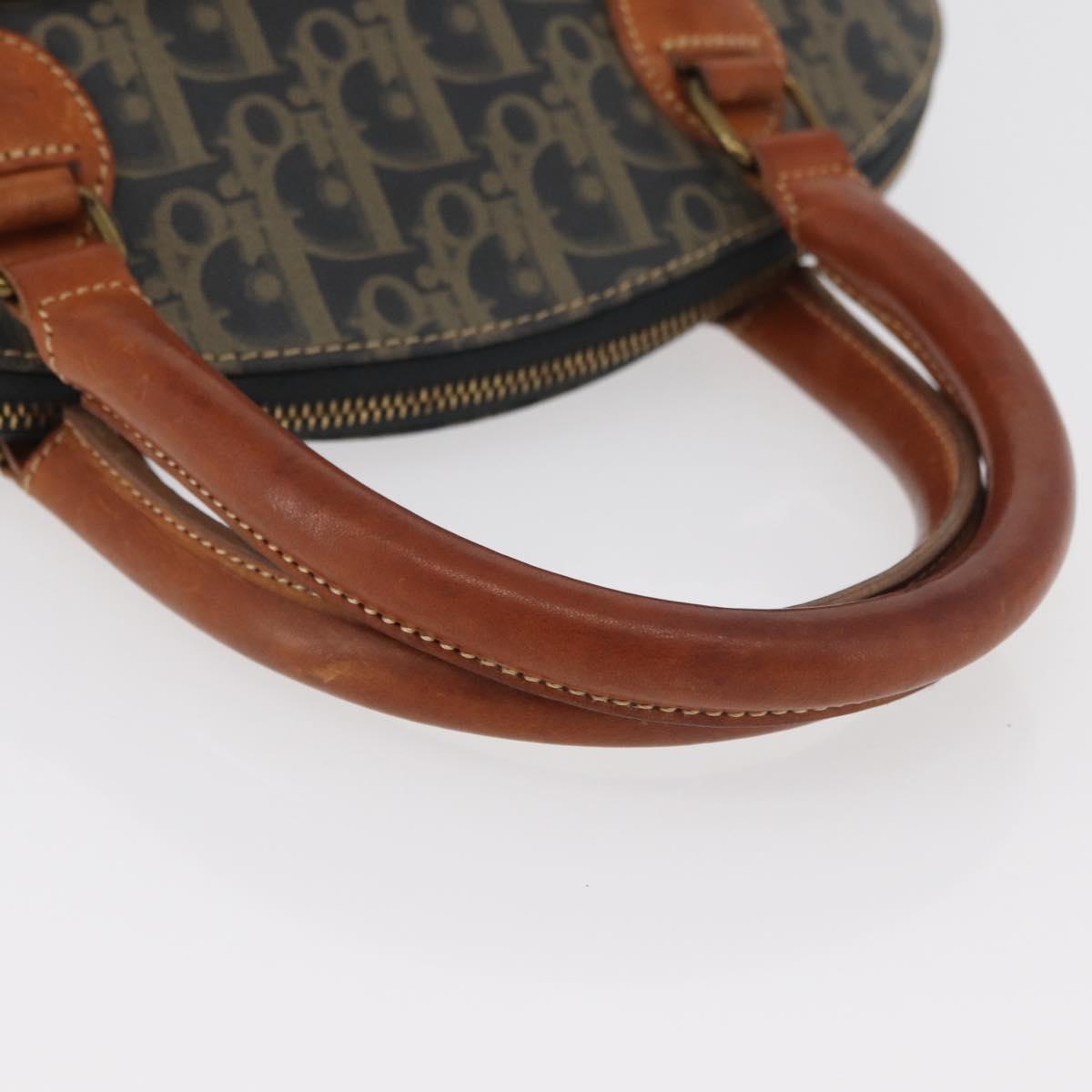 Christian Dior Trotter Canvas Hand Bag PVC Khaki Gold Auth 176583