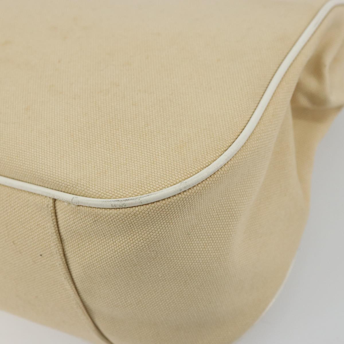 PRADA Shoulder Bag Canvas Beige Silver Auth 176585