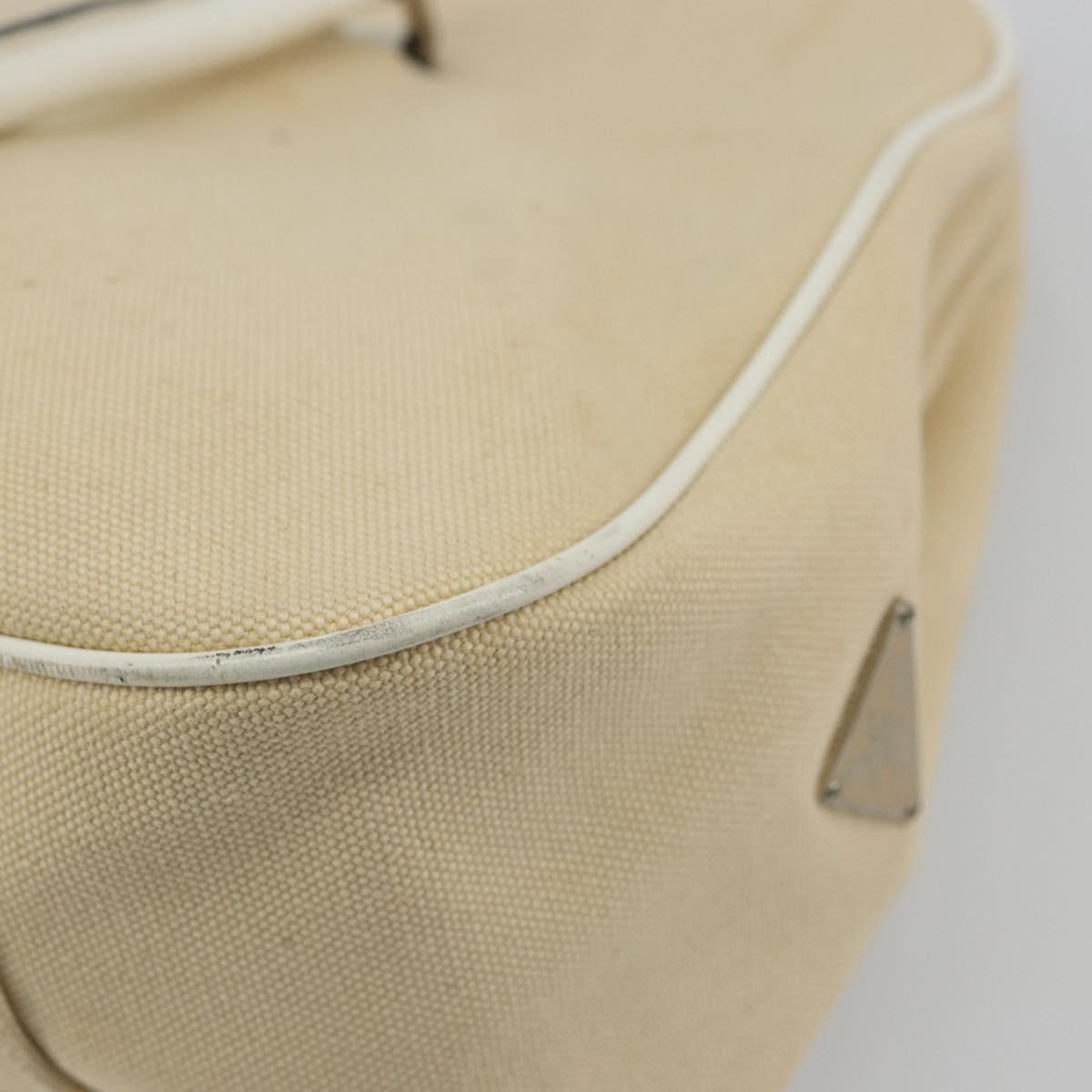 PRADA Shoulder Bag Canvas Beige Silver Auth 176585