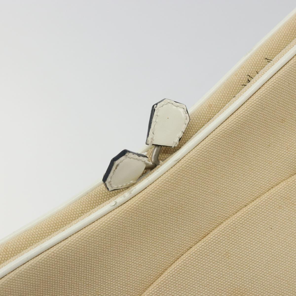 PRADA Shoulder Bag Canvas Beige Silver Auth 176585