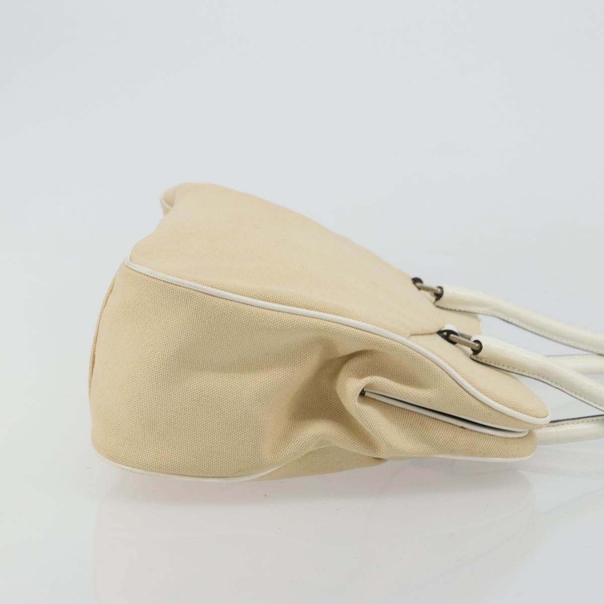 PRADA Shoulder Bag Canvas Beige Silver Auth 176585
