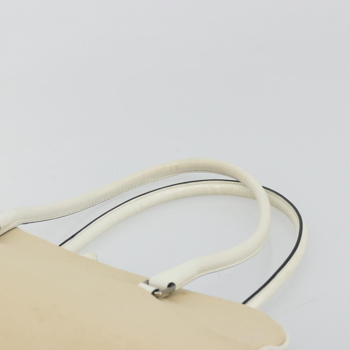PRADA Shoulder Bag Canvas Beige Silver Auth 176585