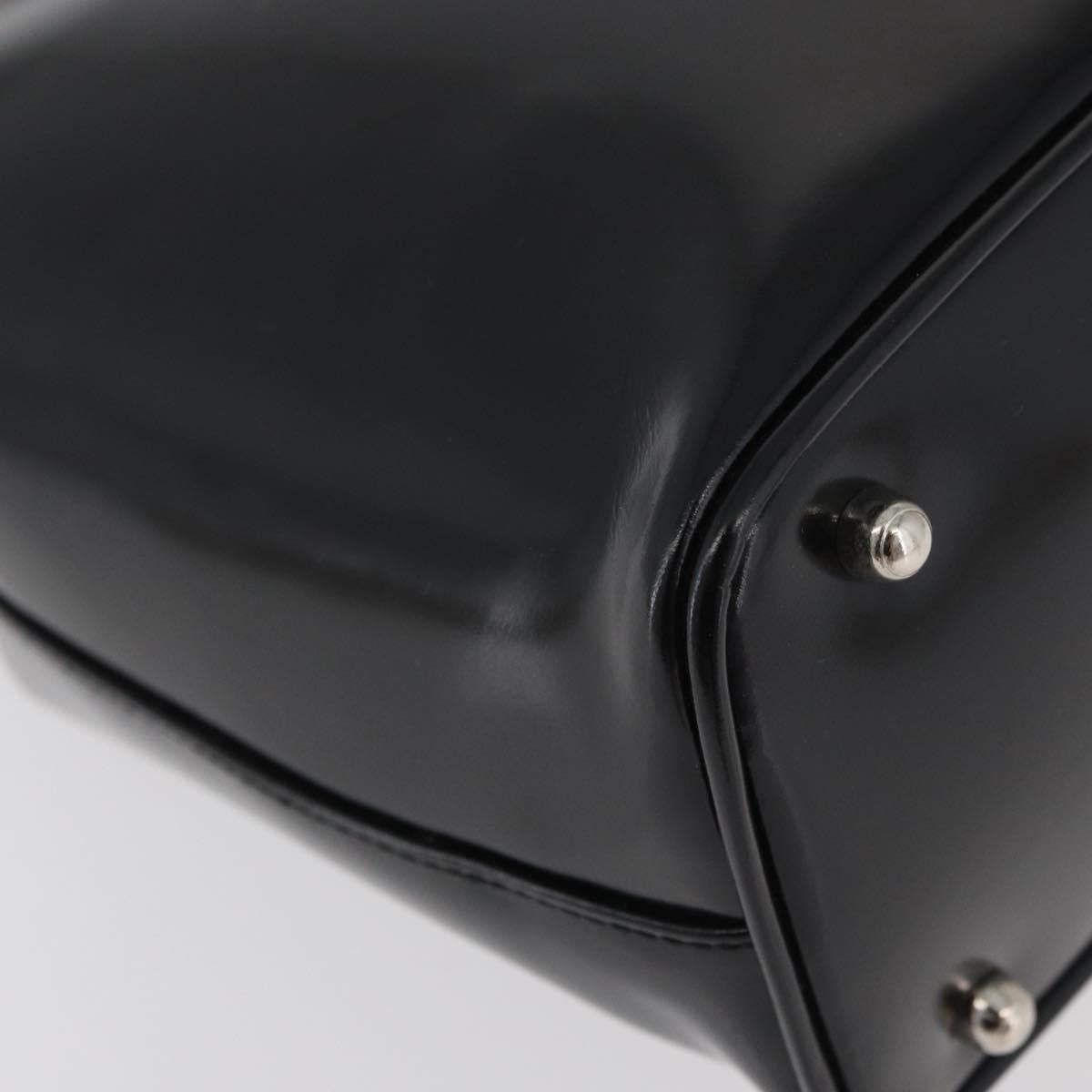 GUCCI Bamboo Hand Bag Enamel Black Silver 000 781 0295 Auth 176588