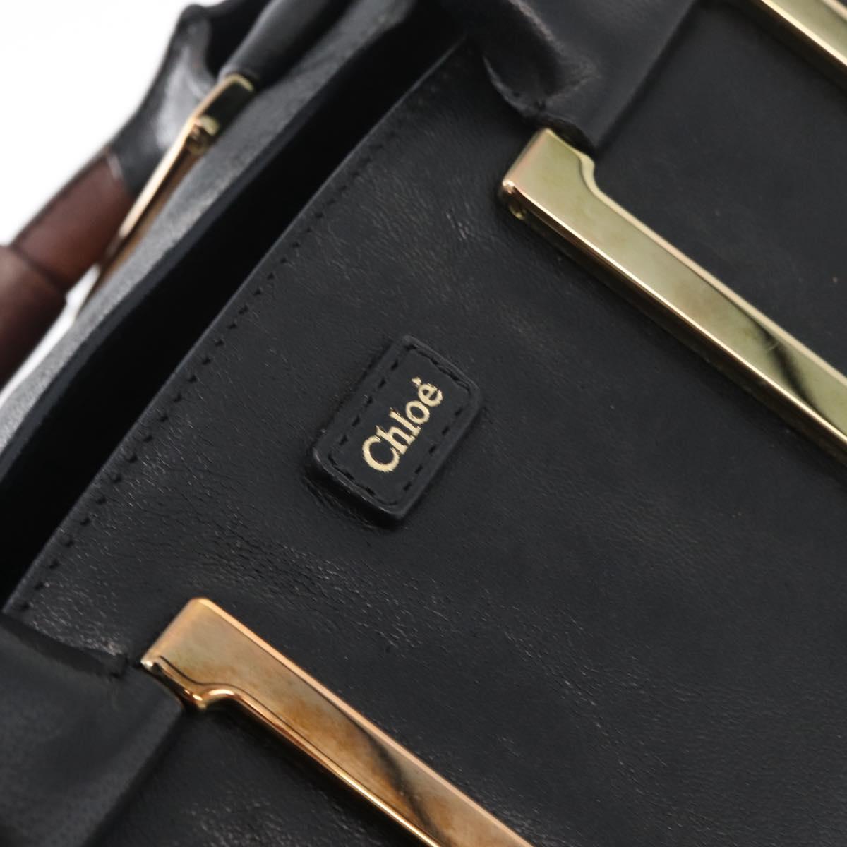 Chloe Etel Hand Bag Leather 2way Black Gold Auth 176589A