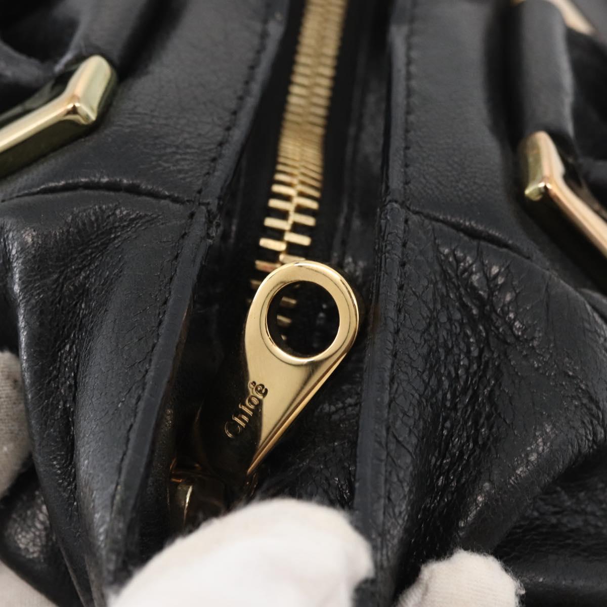 Chloe Etel Hand Bag Leather 2way Black Gold Auth 176589A